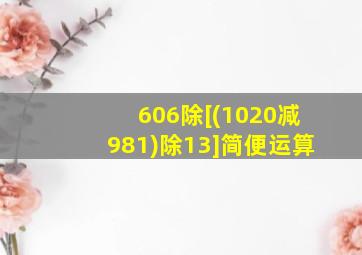 606除[(1020减981)除13]简便运算